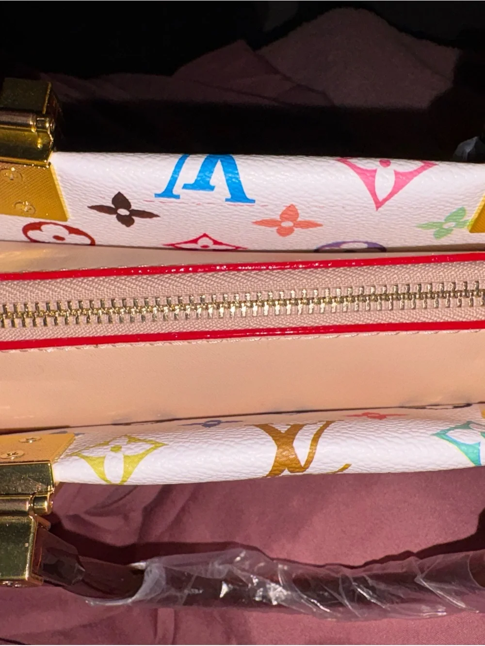 Louis Vuitton Multicolor Monogram on White Canvas Tote with Vachetta Trim
